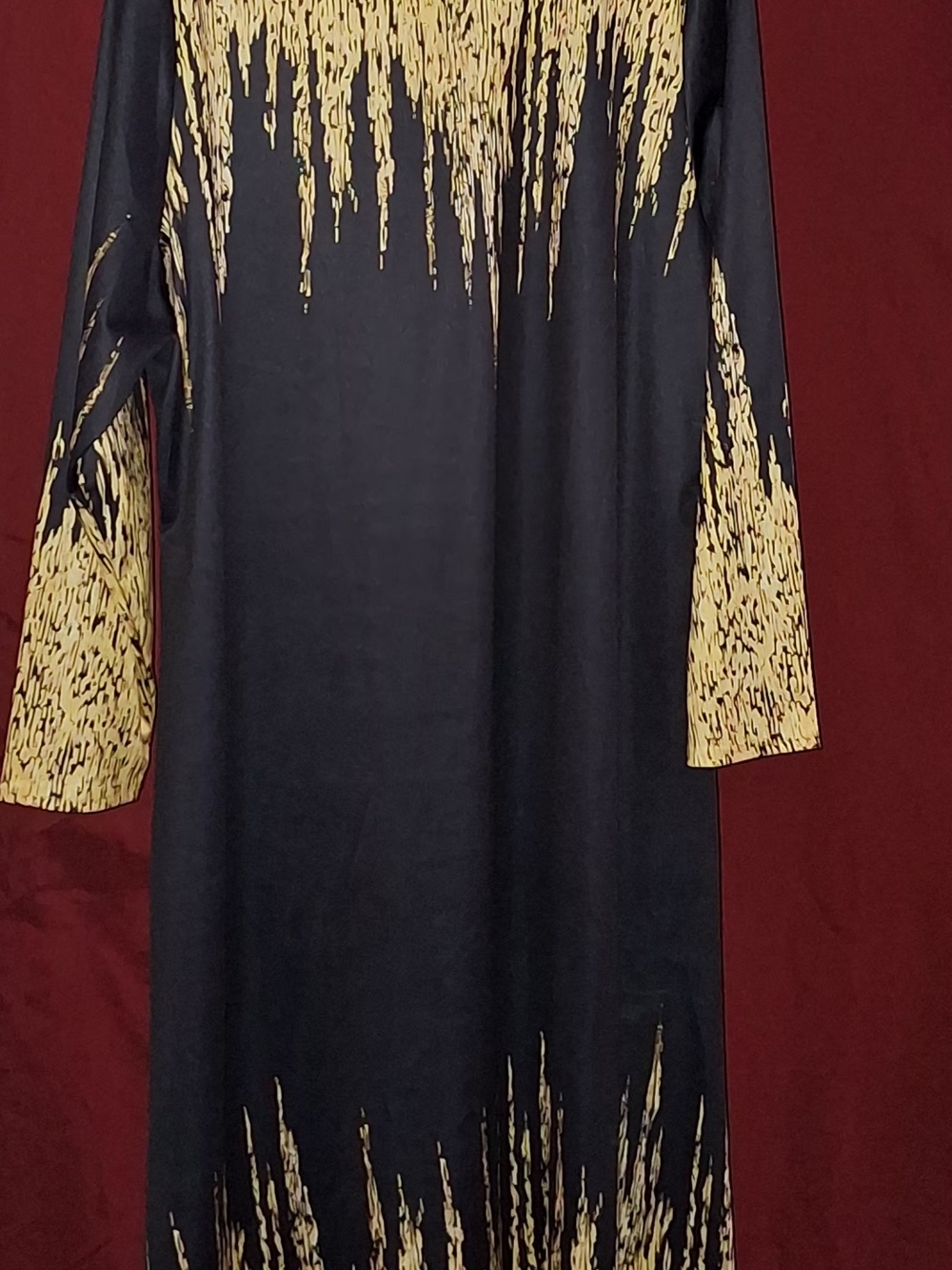 Black Long Sleeve Dress with Gold Drip Detail